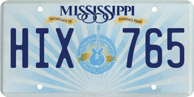 MS license plate HIX765