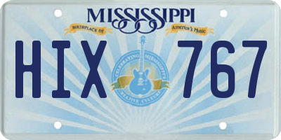 MS license plate HIX767