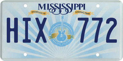 MS license plate HIX772