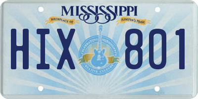 MS license plate HIX801