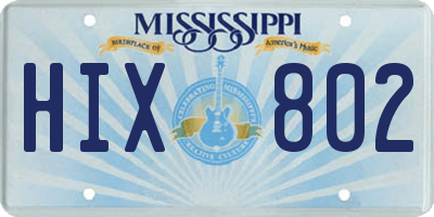 MS license plate HIX802