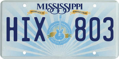 MS license plate HIX803