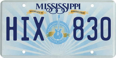 MS license plate HIX830