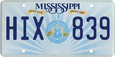 MS license plate HIX839