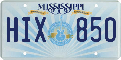 MS license plate HIX850
