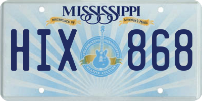 MS license plate HIX868