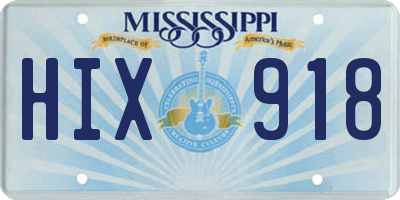 MS license plate HIX918