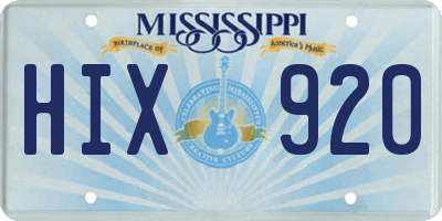 MS license plate HIX920