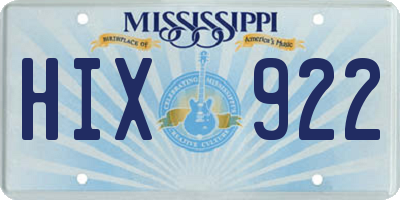 MS license plate HIX922