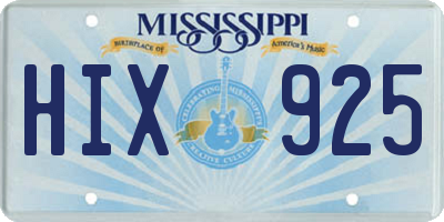 MS license plate HIX925