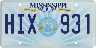 MS license plate HIX931