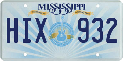 MS license plate HIX932