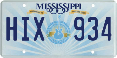 MS license plate HIX934
