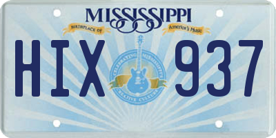 MS license plate HIX937