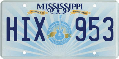 MS license plate HIX953
