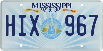 MS license plate HIX967