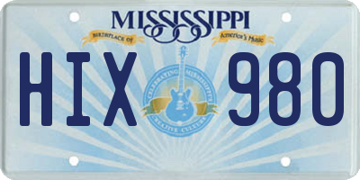 MS license plate HIX980