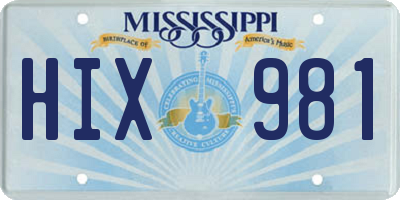 MS license plate HIX981