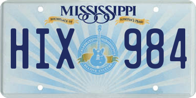 MS license plate HIX984