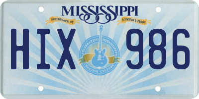 MS license plate HIX986