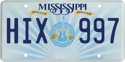 MS license plate HIX997