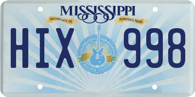 MS license plate HIX998
