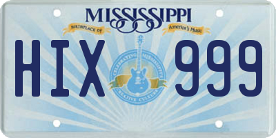 MS license plate HIX999
