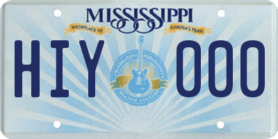 MS license plate HIY000