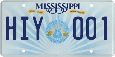 MS license plate HIY001