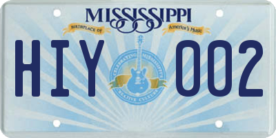 MS license plate HIY002