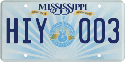 MS license plate HIY003