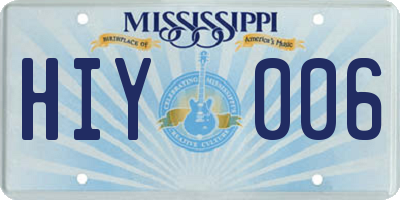 MS license plate HIY006
