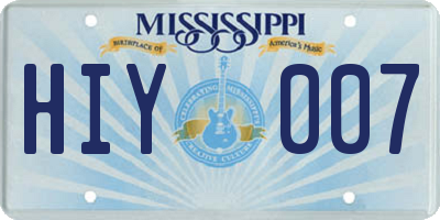 MS license plate HIY007