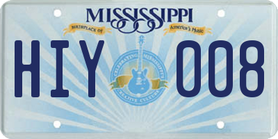 MS license plate HIY008