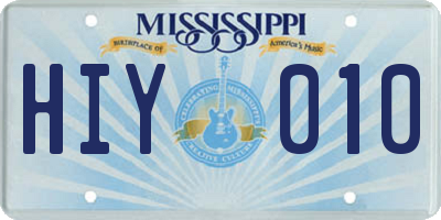 MS license plate HIY010