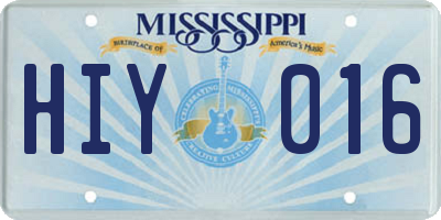 MS license plate HIY016