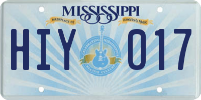 MS license plate HIY017