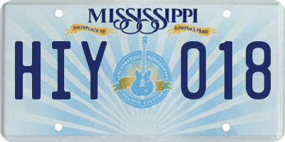 MS license plate HIY018