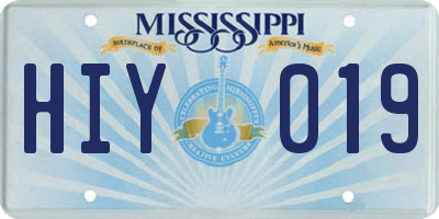 MS license plate HIY019