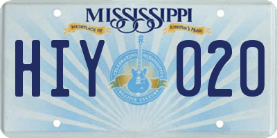 MS license plate HIY020
