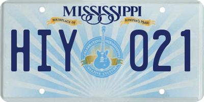 MS license plate HIY021