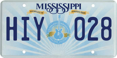 MS license plate HIY028