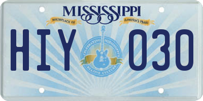 MS license plate HIY030