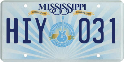 MS license plate HIY031