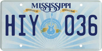 MS license plate HIY036