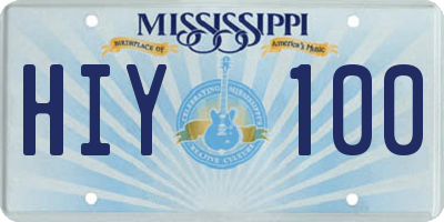 MS license plate HIY100