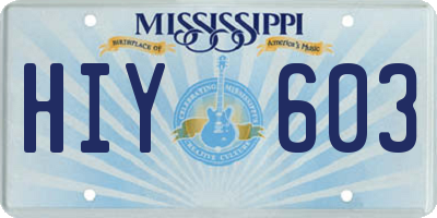 MS license plate HIY603