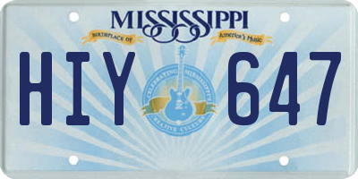 MS license plate HIY647