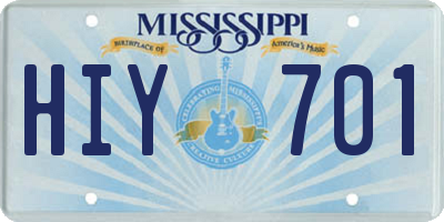 MS license plate HIY701