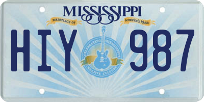 MS license plate HIY987